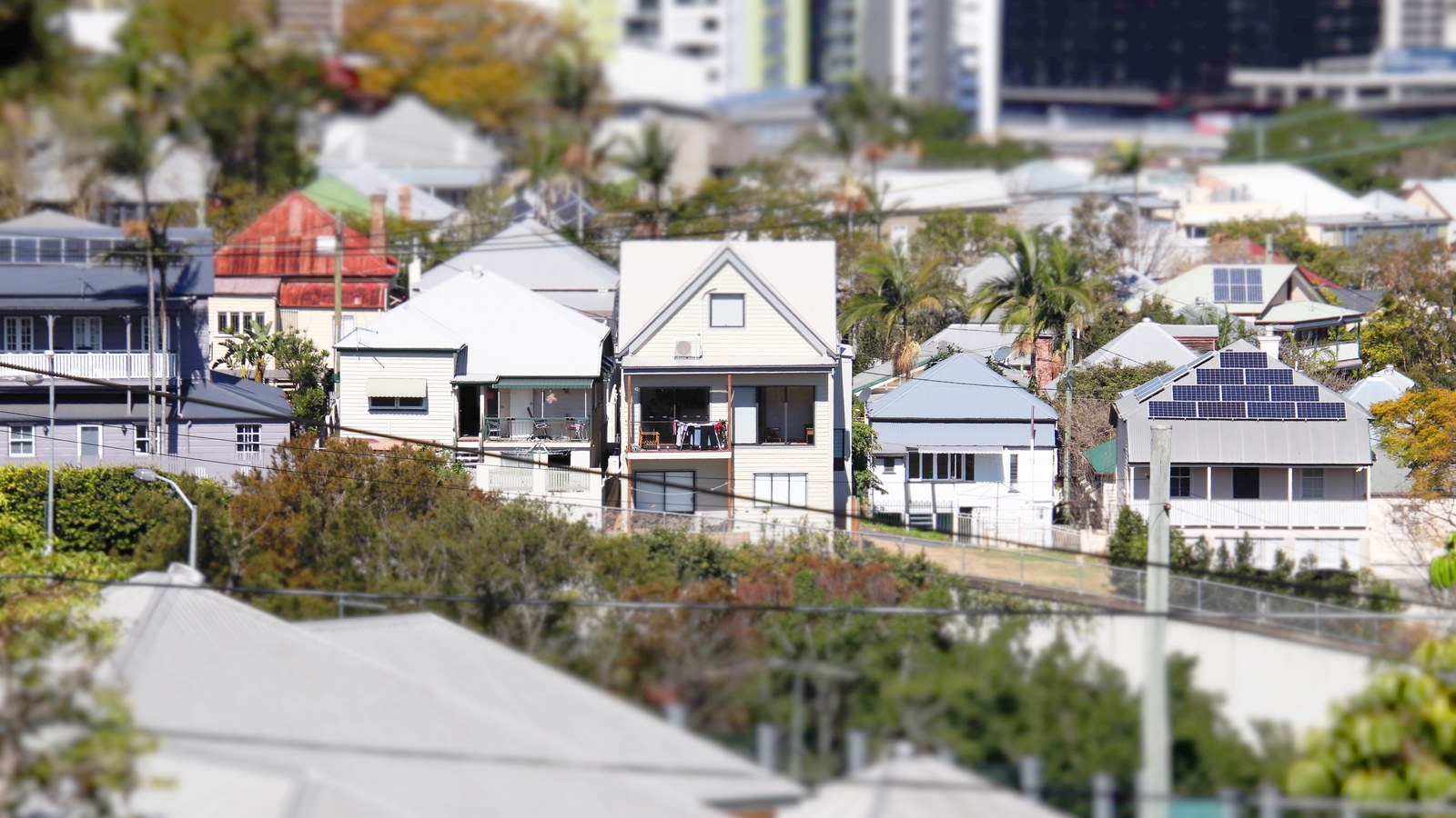 A heritage streetscape climbing the hill in West Hobart.